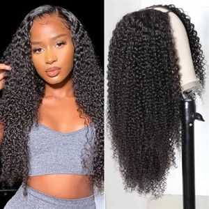 Hair Wigs Jerry Curly u v Part Human No Leave Out Glueless Brazilian Deep Wave for Women 180% Density 230413