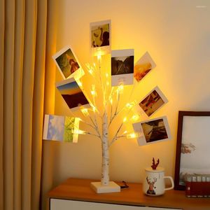 Luzes noturnas lideradas árvores Luz com clipes Decoração da sala de casa estética Férias de Natal de Natal Plantas de casa Presente Lâmpada de mesa de cabeceira
