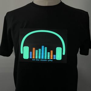 Erkek Tişörtleri Noel Partisi DJ Ekolayzer Display Luminous Music Light Up Parlayan LED T-Shirt 230413