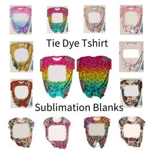 Sublimazione Blank Tie Dye Magliette Tee Tops T-Shirt Thermal Transfer Blanks Abiti manica corta per stampa personalizzata fai da te Logo