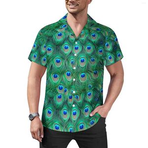 Мужские повседневные рубашки причудливые павлины перья милая животная пляжная рубашка гавайская уличная одежда блузки человек плюс размер