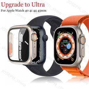 Diğer Moda Aksesuarları PC Firması Kapak Camı + Kılıf Apple Watch 8 7 41mm 45mm Apple Watch'a Yükseltme Ultra 49mm Dış iwatch 8 7 40mm 44mm J230413