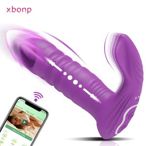 Vibratörler Bluetooth Uygulama Kontrollü Vibratör Kadın Kablosuz İtme Dildo G Spot Klitoris Stimülatör Kadınlar İçin Seks Oyuncakları Giyim Külot 231113