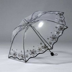 Şemsiyeler Kadın Şeffaf Şemsiyesi Yağmur ve Güneş Su Geçirmez Kadın İçin Açık Şemsiye Katlanır Şemsiye Ücretsiz Nakliye Sombrillas P230413
