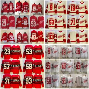 Mens 2022 Reverse Retro Hockey Jerseys 71 Dylan Larkin 23 Lucas Raymond 53 Moritz Seider 57 David Perron Henrik Zetterberg Gordie Howe Steve Yzerman Pavel Datsyuk