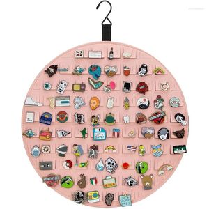 Mücevher torbaları 40 cm yuvarlak keçe broş depolama çantası rozeti küpeler ekran tahta animasyon dekorasyon asılı pim madalya organizatör