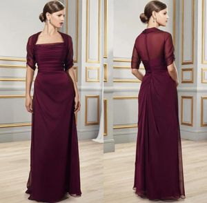 2024 Burgundy artı Boyutu Gelin Elbisenin Annesi Ceket Straplez Pleats Tül Tül A-Line Kadın Düğün Konuk Partisi önlükleri