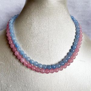 Tagnantlar 6/8/10mm Faseted Aquamarine Pembe Kuvars Kolye Gül Mavi Yuvarlak Taş Jade Beads Whoelsal Fiyat Yüksek Sınıf Takı Kadınları
