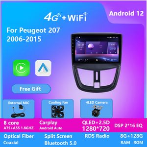 10 pollici Car DVD Video Player GPS Radio FM AM Sistema audio Android WiFi USB Bluetooth Navigazione vocale multimediale per PEUGEOT 207 2006-2015