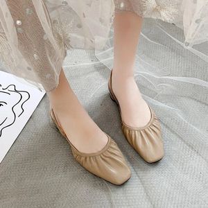 Sandals Square Toe Summer Sale Of Women's Shoes Luxury Closed Fashion Girls Low Back Strap Scandals Hoof Heels Rubber