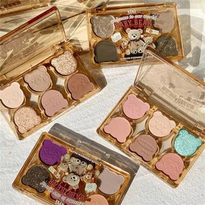 Тени для век Xixi 6 цветов Палитра теней для век Cook Smoky Eyeshadow Cute Bear Тени для век Красочные глаза Пигмент Фиолетовый Розовый Тени для век Косметика 231113