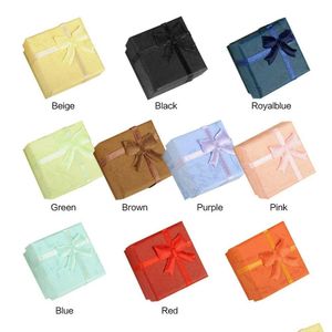 Ювелирные коробки деликатные для женского бракера серьги с серьгой подарок подарочная коробка Bowknot Square Case Package Drow Duse упаковка dhgarden dhj7h