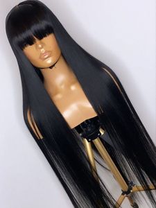 Pervian человеческие парики волос прямых волос с челкой для женщин, бразильский боб парик, безрассудный, нет полного кружевного парика синтетика