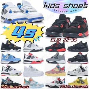 Çocuk Ayakkabı 4S Toddler Basketbol Ayakkabı Kara Kedi Jumpman 4 Erkek Giris Serin Gri Öğrenilen Beyaz Ateş Kırmızı Askeri Motor Sporları Aydınlatma Çocuklar Gençlik Sabahları