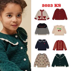 Женские свитера 2023, рождественский бренд KS, детский свитер, зимний кардиган для маленьких девочек, милая вязаная хлопковая верхняя одежда, детская одежда 231113