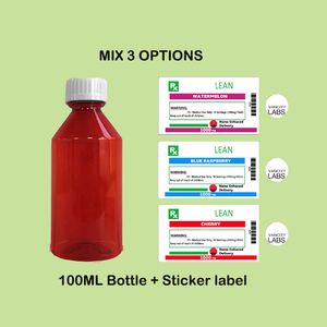 Empty 1000mg Vancity Labs Cannalean Infused Syrup Plastic Bottle Packaging Child proof Lids 3 Design sticker labels