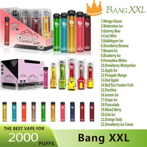 Оригинальная одноразовая электронная сигарета Bang XXL 2000 Puff Vape Pen, аккумулятор 800 мАч, концентрация 2%, 5%, 6%, предварительно заполненные паровые капсулы Bang 2K Puffs