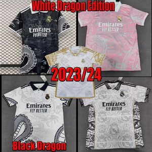 Novo 2023 2024BELLINGHAM camisas de futebol MBAPPE Tchouameni Black Dragon e White Dragon Editioncamisa de futebol Real Madrids edição especial homens kit uniformes fãs