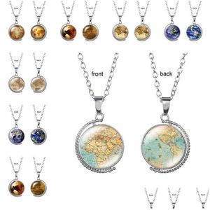 Подвесные ожерелья винтажные вращающиеся стеклянные планеты планета мировой колье ожерелье в искусстве круглое купол