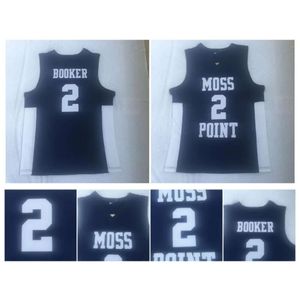 SL En Kalite 2 Devin Booker Moss Point Lisesi Jersey Kolej Basketbol Formaları Blue Ed Spor Gömlek