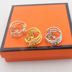 2023 New Pig Nose Chain Ring Luxury Diamond Ring Women's 18k Gold Designer Ring