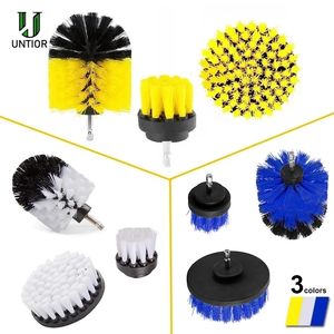 Brushes UNTIOR 3Pcs Set Electric Scrubber Drill Kit Plastic Round Cleaning For Carpet Glass Car Tires Nylon 230414