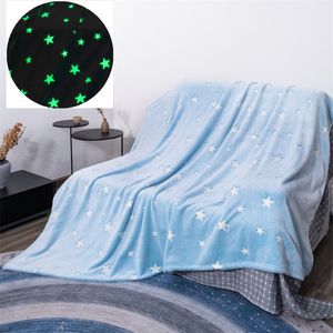 Battaniye dekoratif kanepe battaniye gökyüzü mavi yıldızlar aydınlık ışıltı karanlık çocuklarda uyuklanıyor Battaniye 230414 için büyülü elbise