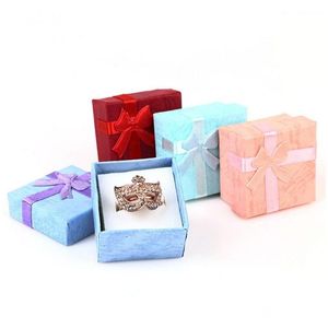 Hediye Sargısı Bowknot Takı Ambalaj Ekran Hediye Kutuları 4x4x3cm Sevimli Kutu Kırmızı Pembe Küpe Küpe Küpe Küpe Küpe Toptan Damla Teslimat Ho DH94Q