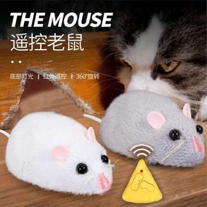 Elektrik/RC Hayvanlar Kablosuz Uzaktan Kumanda Fare Modeli Peluş Simülasyon Mouse Pet Kedi ve Köpek Oyuncak Şaka Korkunç Hile Oyuncak Işık RC Hayvan Oyuncakları Q231114