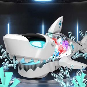 Elektrik/RC Hayvanlar RC simülasyon köpekbalığı oyuncak araba hayvanları robotları elektrikli köpekbalıkları oyuncak evrensel şeffaf dişli çocuklar için aydınlık müzik q231114