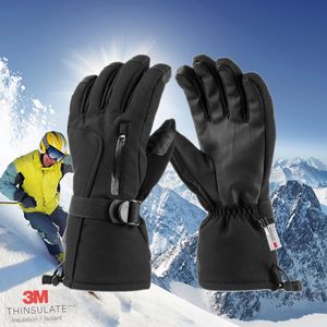 Лыжные перчатки Thinsulate Зимние теплые лыжные перчатки для сноуборда Водонепроницаемые мужские и женские лыжи Снегоход Мотоцикл Сенсорный телефон 2024 Веревка на запястье 231114