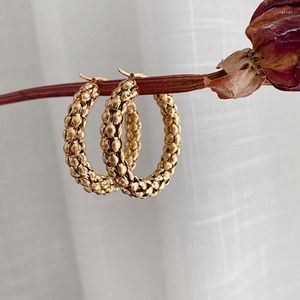 Brincos de argola trançados aço inoxidável grosso para mulheres minimalistas de jóias de textura Minimalista simples todos os dias