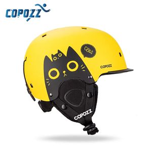 Ski Helmets COPOZZ Kids Cartoons Ski Helmet Integrally-molded Safety Outdoor Skiing Cycling Protection Helmet Skiing Equipment 231114