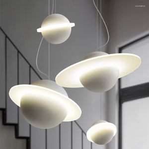 Kolye lambaları Modern Tasarımcı Minimalist Sanat Jüpiter Yüzük Led Işıkları Ev Avizesi Çocuk Odası Dekoratif Yatak Odası Lambası