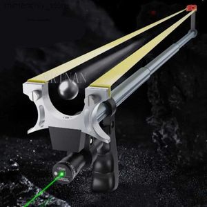 Hunting Slingshots Tescopic Slingshot High Power Rubber Band Slingshots with Red Laser Stainss Steel Outdoor Hunting Catapult Q231114