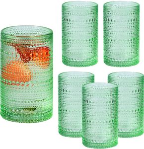 Vintage Glassware Beaded Drinking Glasses Set Wine Cocktail Glasses Embossed Water Goblets Mixed Drinkware Sets Beverage Glass Cups 040105