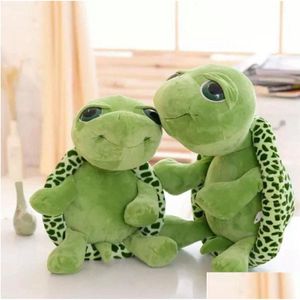 Animali di peluche farciti all'ingrosso 20 cm Super Green Big Eyes Tortoise Turtle Animal Bambini Baby Birthday Christmas Toy Gift Drop Delive Dhtgz