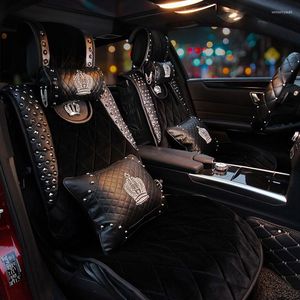 Universal Velvet Car Seat Covers with Rivet Crown Detailing - Soft, Breathable, Fits All Seasons