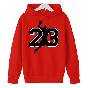 Hoodies Tişörtü NO 23 Basketbol Kapşonlu Kazak Yürümeye Başlayan Bebek Erkek Kız Giysileri Spor Hoodie Kazak Çocuk Üst Sonbahar Ceket Giyim 230413