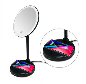 Kompakt Aynalar Makyaj Aynası Kablosuz Şarj Cihazı Işık Vanity Masası Makyaj Aynağı Parlak Büyüteç Aynası Aydınlatma Vanity Masa 231113