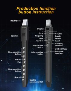 Elektronik Rüzgar Saksafonu 10 Ton MIDI Elektronik Rüzgar Enstrümanı Flüt Klarnet İmitasyonu Elektrikli Blow Ptip Müzikal Enstrüman Fabrika Stoku