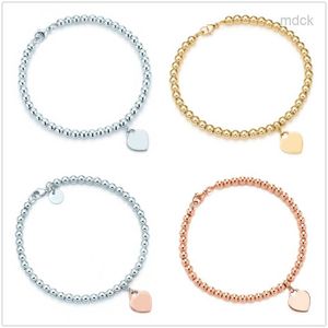 Bangle Fashion 925 Серебряная серебряная тега Love Heart Bracelets Оригинальный классический браслет T Бисер 4 мм розово -золотой кусочек мужчина для женщин любители ювелирных изделий подарки