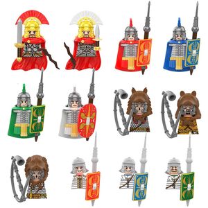 Блоки MOC средневековый военный Рим Skutatoi Signifer Castle Фигурки римские солдаты пехоты Строительные кирпичи Игрушки подарки 231114