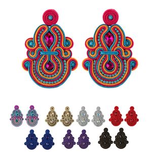 Stud kpacota etnik boho uzun büyük küpeler abartı moda takı renkli soutache el yapımı kolye küpe kadınlar için hediye 231115