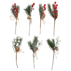 Dekoratif çiçekler 7 adet simülasyon meyve seçme dekor masası masası Noel twig ev aksesuarları dekorasyonlar vazo dolgu çam kozalağı sahte bitkiler