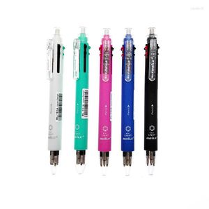 10pcs 6 arada 1 çok renkli tükenmez kalem top kalemi Okul Ofis Yazma Malzemeleri için Silgi ile Otomatik Kalem Kırtasiye Kırtasiye