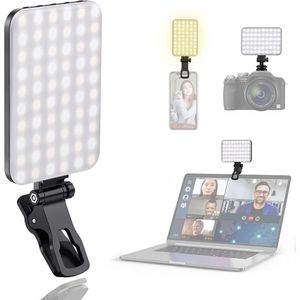 120 LED High Power Rechargeable Fill Video with Front Back Clip Adjusted 3 Light Modes for Phone Ipad