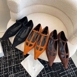 die Reihe Wildleder-Loafer Flache Schuhe Damen Spitze Zehen Mary Jane flache Sandale Abendschuhe Luxus-Designer-Schuhe Fabrikschuhe Büroschuhe
