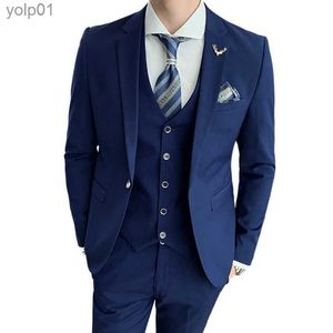 Erkek Ceketler İnce Fit 3 Parça Gelinlik Takımları Set Erkekler İş Malzeme Blazer Düğün Blazers Ceket Pantolon Yelek Sağdı Giyim Tuxedol231115