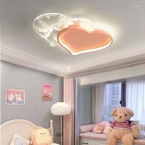 Deckenleuchten Nordische Schlafzimmerlampen Eingebaute Feder Herzförmige Lampe Moderne Warme Hochzeitszimmer Mädchen Dekoration LED